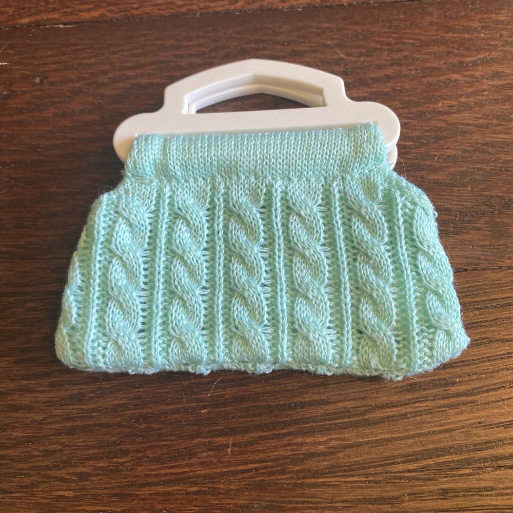 American Girl Doll 18" Maryellen Meet Accessories Aqua Cable Knit Handbag Purse